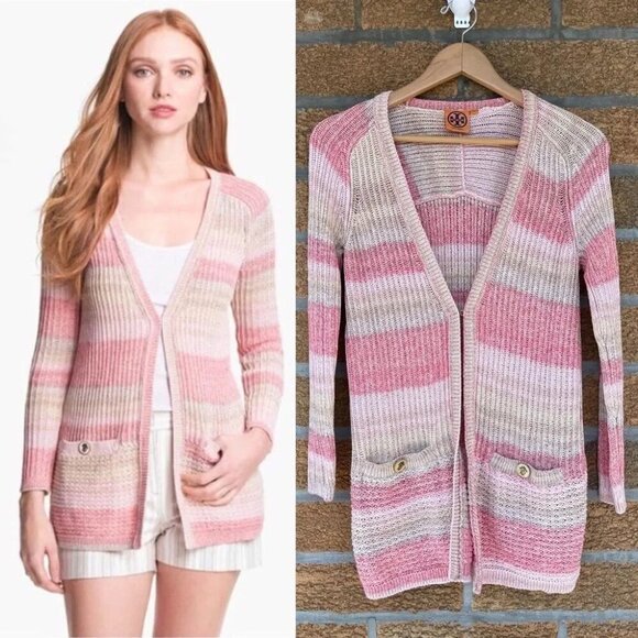 Tory burch 'Erin' Stripe Cardigan sz xs - Picture 1 of 13